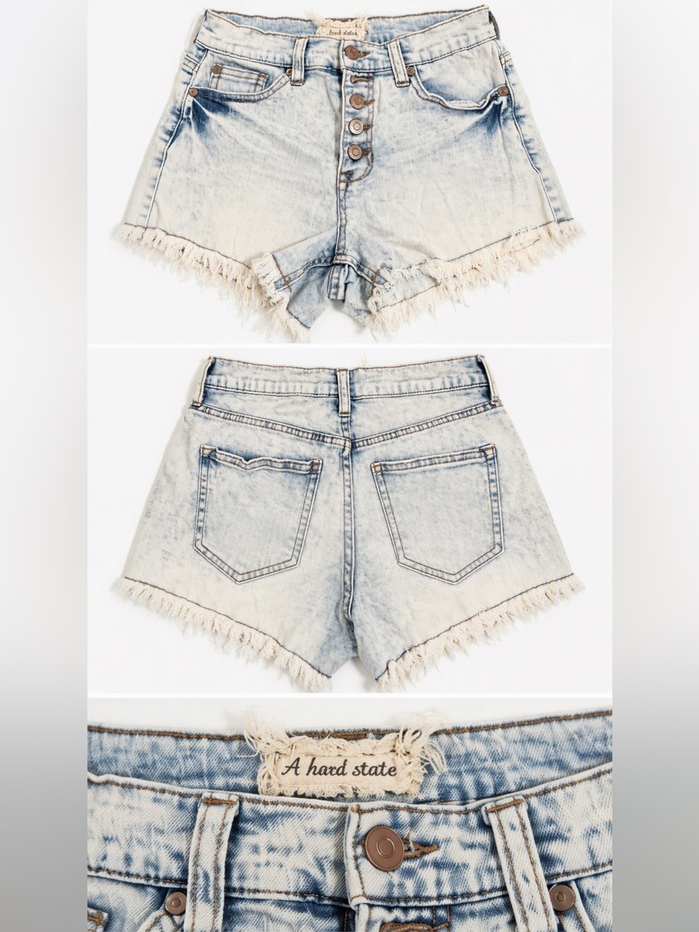 Altar'd State Acid Wash Frayed Denim Shorts Size 24/0